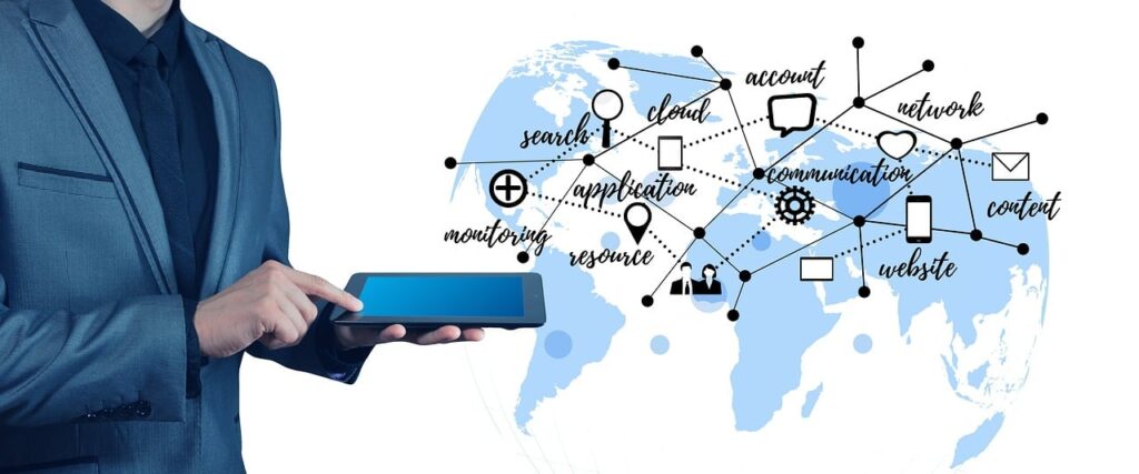 Réseau digital symbolisant la présence en ligne d’une entreprise